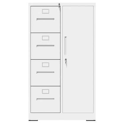Steel Vertical Filing Cabinet with Lock and Wardrobe Compartment - Black or White