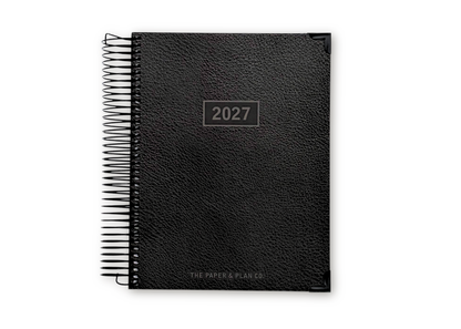 2027 Black Leather Look Daily Planner