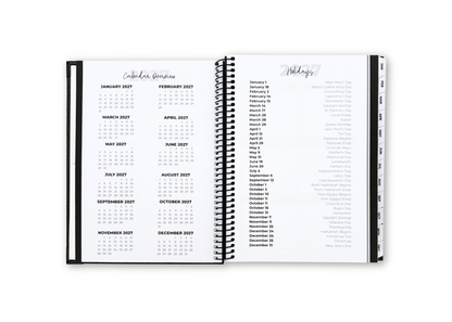 2027 Black Leather Look Weekly Planner Premium Bundle