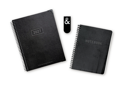 2027 Black Leather Look Weekly Planner Basic Bundle