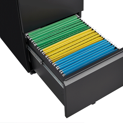 Metal 2 drawer mobile file cabinet with lock, 25.6-inch high legal/letter size file storage cabinet  black