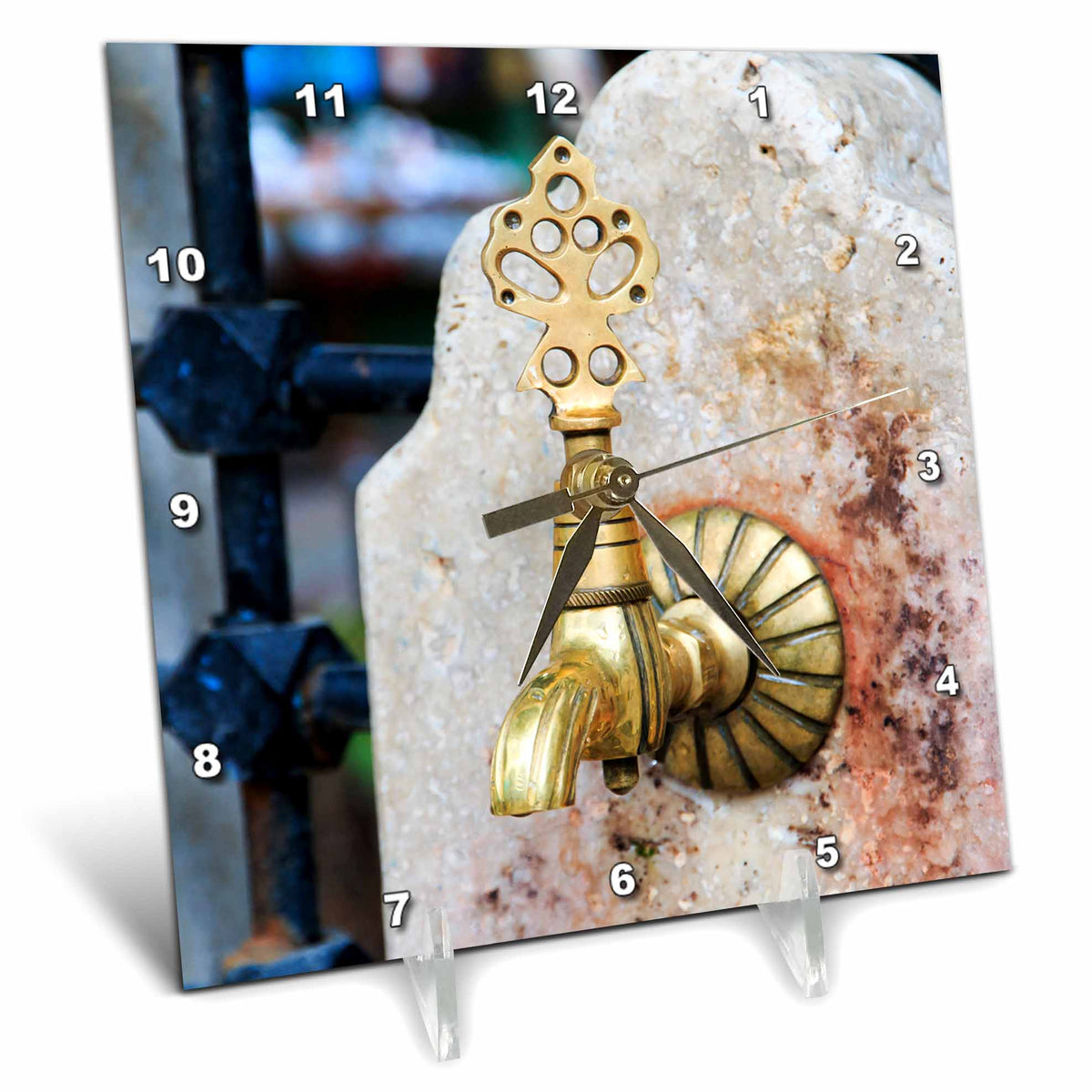 3dRose Danita Delimont - Objects - Turkey, Marmara, Bursa Province, Bursa, Water Fountain. - Desk Clocks