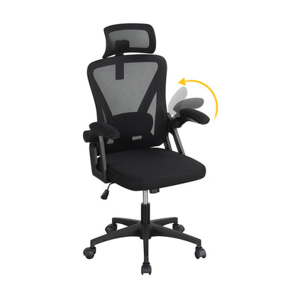 Ergonomic Mesh Office Chair with Adjustable Lumbar Support and Flip-up Armrests-Black