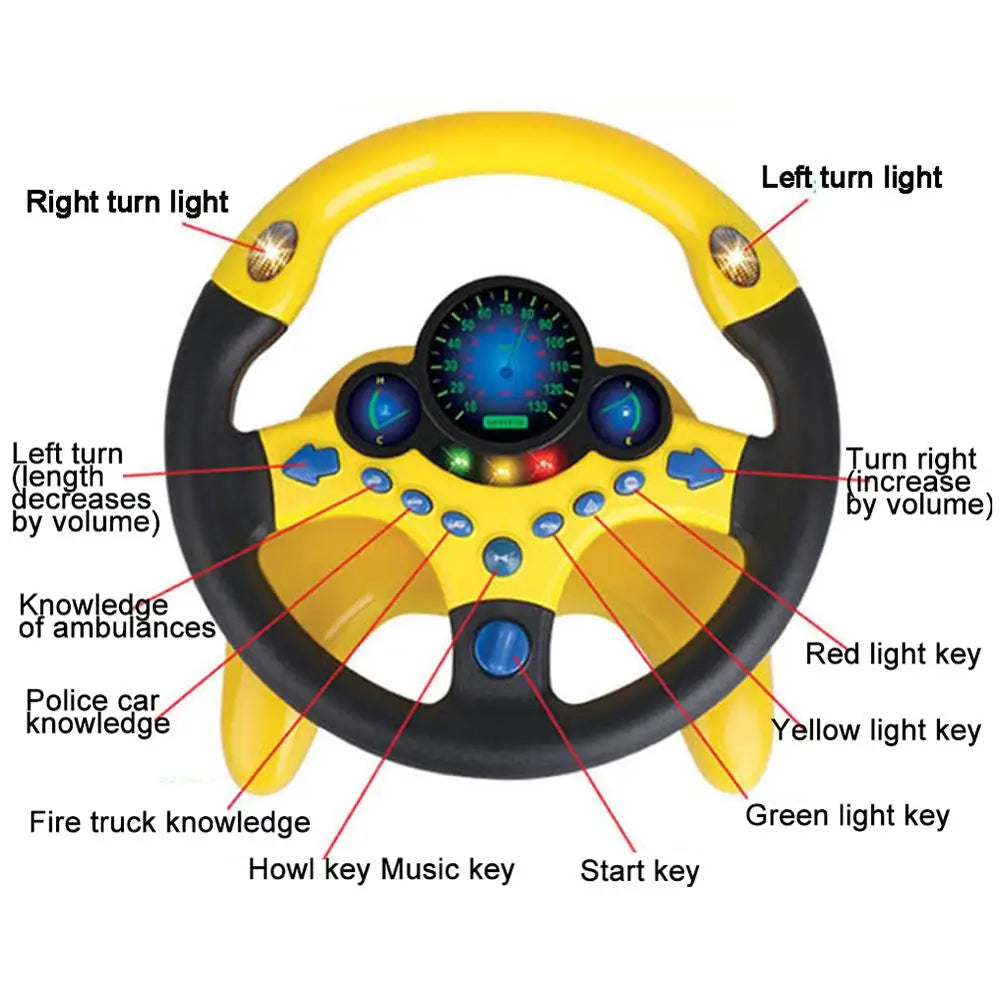 Electronic Simulation Steering Wheel with Light and Sound Early Education Puzzle Co-Pilot Sports Car Toy Boy Gift