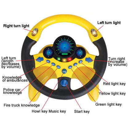 Electronic Simulation Steering Wheel with Light and Sound Early Education Puzzle Co-Pilot Sports Car Toy Boy Gift