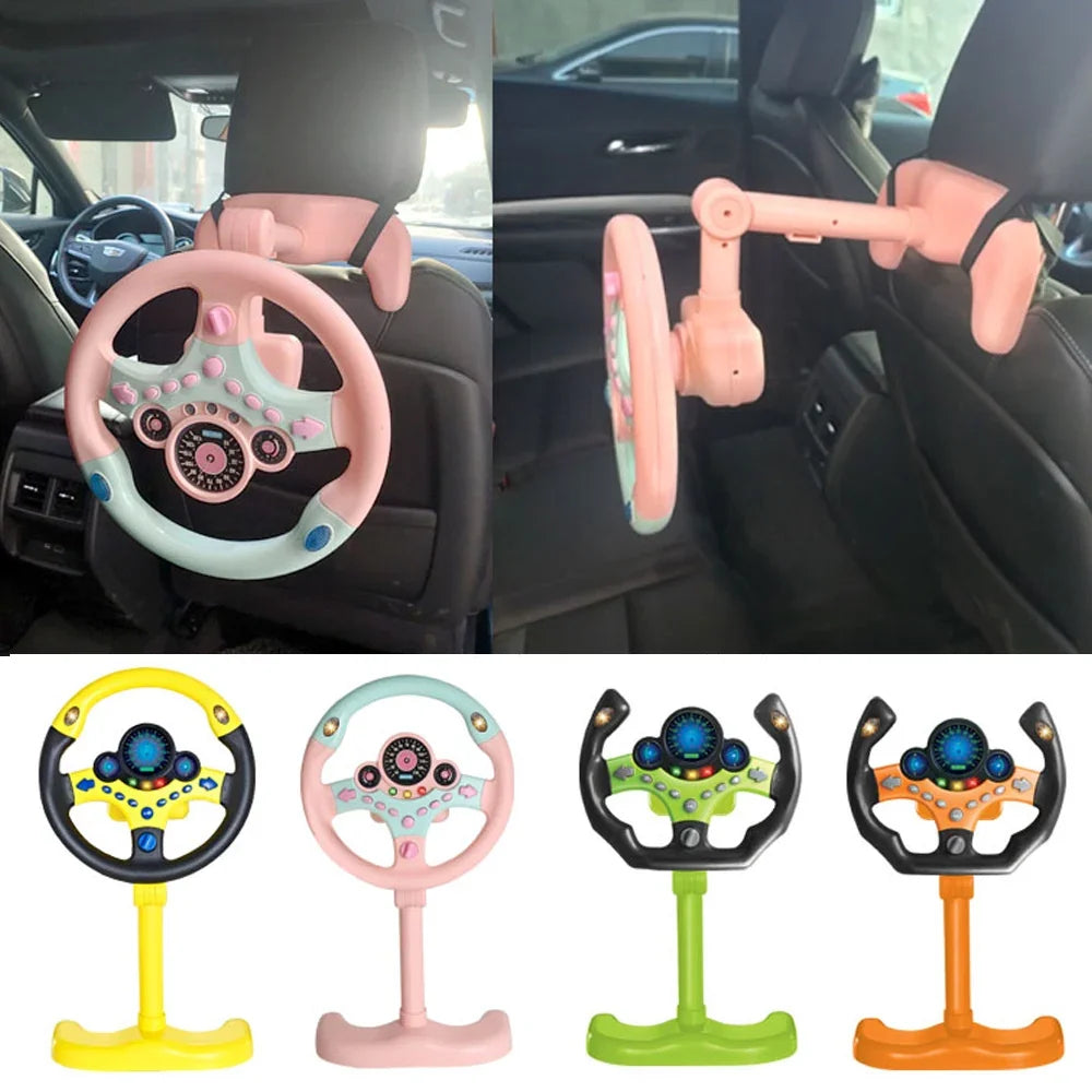 Electronic Simulation Steering Wheel with Light and Sound Early Education Puzzle Co-Pilot Sports Car Toy Boy Gift