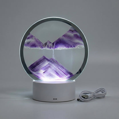 Circular Sand Art Lamp with Flowing Liquid Motion | Modern Desk Accent