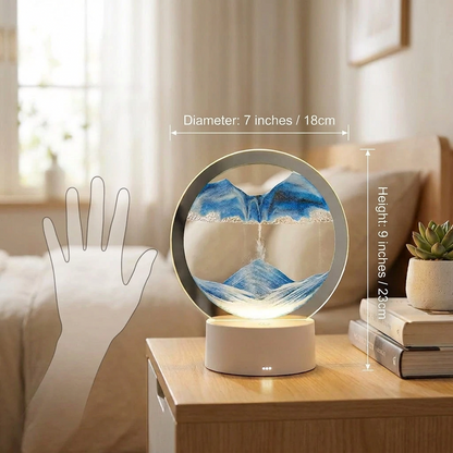 Circular Sand Art Lamp with Flowing Liquid Motion | Modern Desk Accent