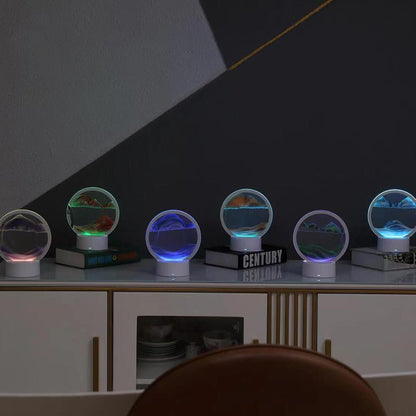 Circular Sand Art Lamp with Flowing Liquid Motion | Modern Desk Accent