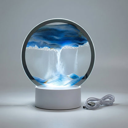 Circular Sand Art Lamp with Flowing Liquid Motion | Modern Desk Accent
