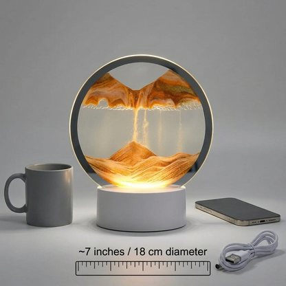 Circular Sand Art Lamp with Flowing Liquid Motion | Modern Desk Accent