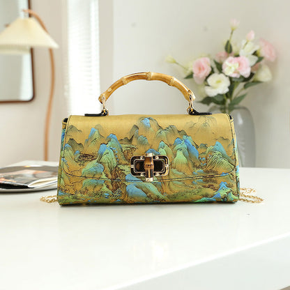 Women's High Quality Cheongsam Leather Antique Vintage Tote Bags