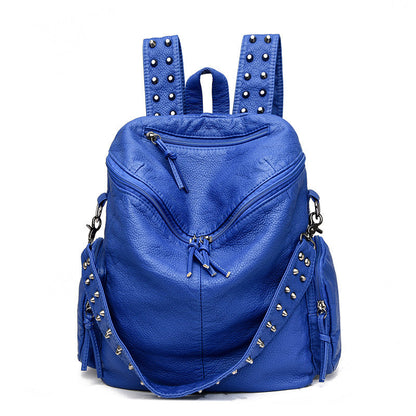 Fashion Studded Washed Leather Large Capacity Backpacks