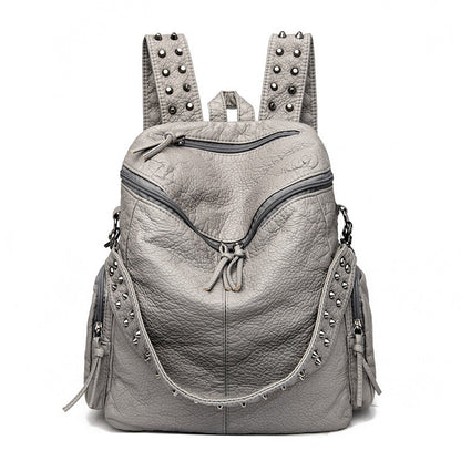 Fashion Studded Washed Leather Large Capacity Backpacks
