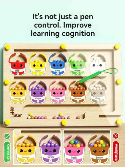 Children's Magnetic Maze Walking Ball Baby Concentration Training, Writing Logic Thinking 3 year Old Early Education Puzzle To