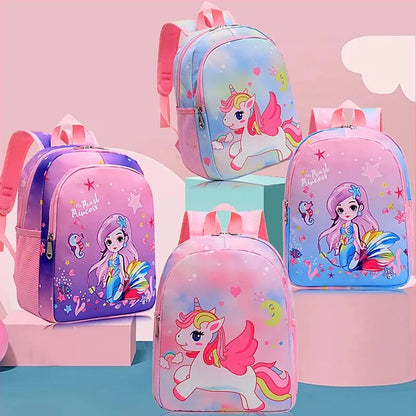 Toddler Girls Backpack Cartoon Unicorn Mermaid Print School Bag for Kindergarten Elementary Gift for Children Girls Backpacks