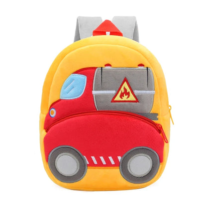 Cartoon Excavator Engineering Backpack for Kids – Plush 2-4 Years Old Small School Bag & Toy Backpack