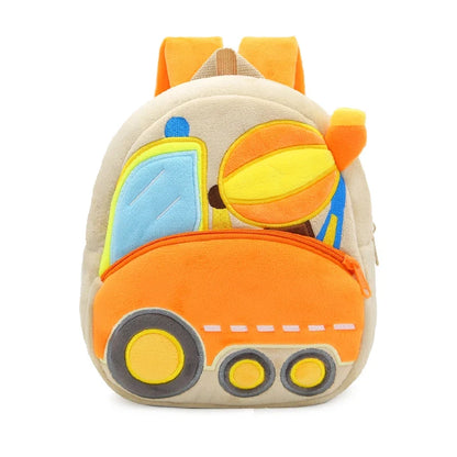 Cartoon Excavator Engineering Backpack for Kids – Plush 2-4 Years Old Small School Bag & Toy Backpack