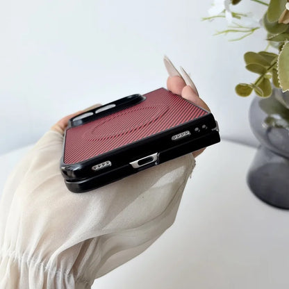 Magnetic Phone Case for iPhone Duo Ultra Fold Cover Carbon Fiber Pattern Soft TPU Shell for Magsafe Charge Anti-knock