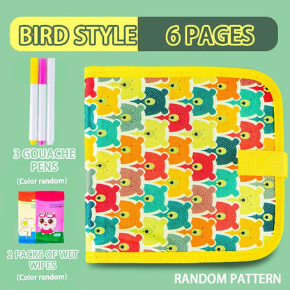 Erasable Doodle Book for Kids – Reusable Drawing Pads with 12 Watercolor Pens, Preschool Toy for Writing and Painting, Travel-Friendly Set