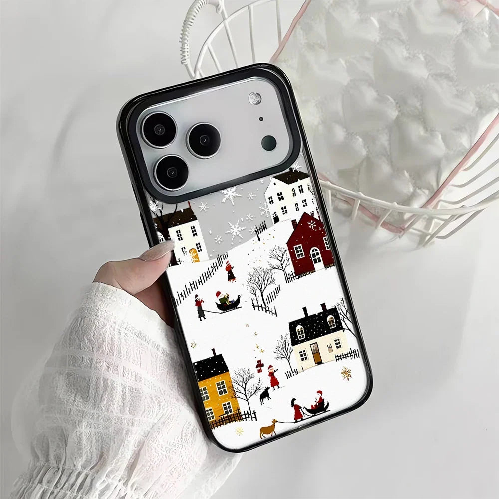 Snow View House Landscape Phone Case For iPhone 17 Air 16 15 14 13 12 11 Pro Max 17 Pro Shockproof Hard Cover Fundas