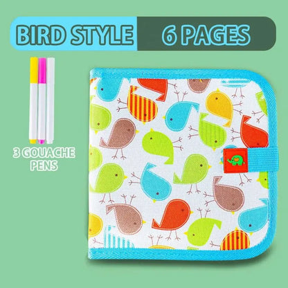 Erasable Doodle Book for Kids – Reusable Drawing Pads with 12 Watercolor Pens, Preschool Toy for Writing and Painting, Travel-Friendly Set