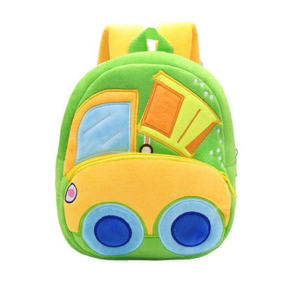 Cartoon Excavator Engineering Backpack for Kids – Plush 2-4 Years Old Small School Bag & Toy Backpack