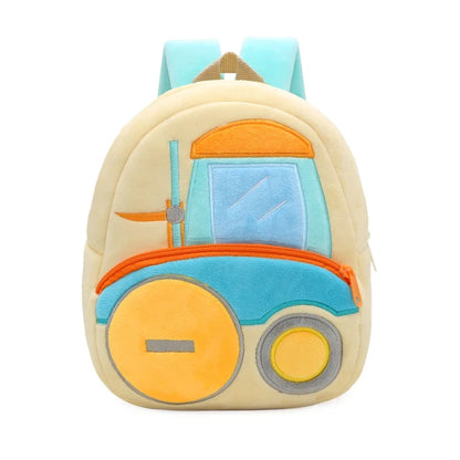 Cartoon Excavator Engineering Backpack for Kids – Plush 2-4 Years Old Small School Bag & Toy Backpack