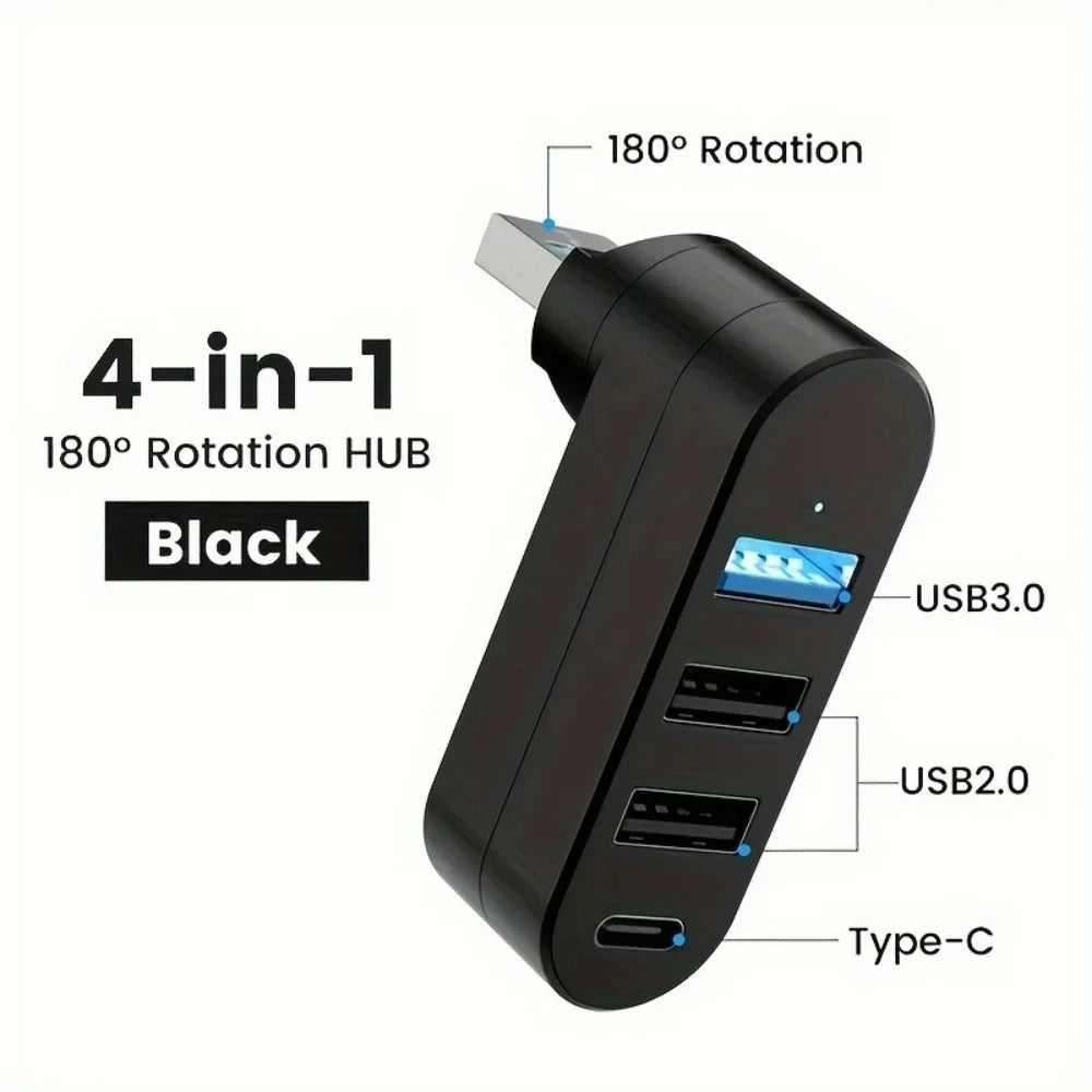 Mini Splitter 4 Ports USB Hub 3.0 Box Rotatable USB Data Transfer Multiple Expander For Computer Laptop MacBook PC Accessories
