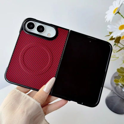 Magnetic Phone Case for iPhone Duo Ultra Fold Cover Carbon Fiber Pattern Soft TPU Shell for Magsafe Charge Anti-knock
