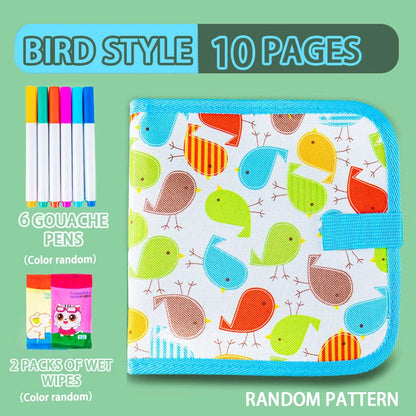 Erasable Doodle Book for Kids – Reusable Drawing Pads with 12 Watercolor Pens, Preschool Toy for Writing and Painting, Travel-Friendly Set
