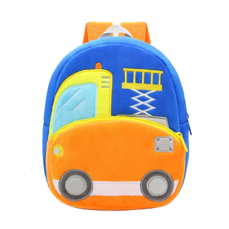 Cartoon Excavator Engineering Backpack for Kids – Plush 2-4 Years Old Small School Bag & Toy Backpack