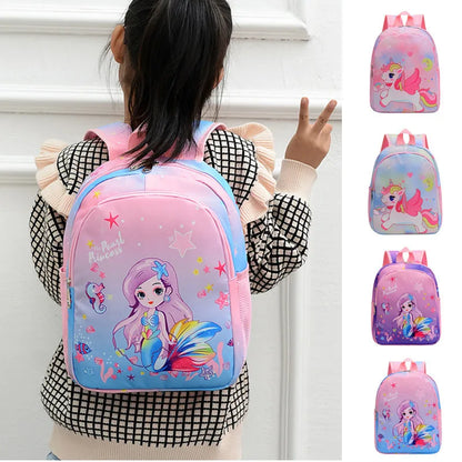 Toddler Girls Backpack Cartoon Unicorn Mermaid Print School Bag for Kindergarten Elementary Gift for Children Girls Backpacks