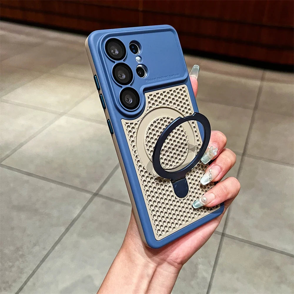 Luxury Heat Dissipation Cooling Mesh Hole Samsung Galaxy S26 Phone Case