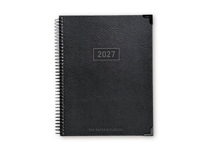2027 Black Leather Look Weekly Planner Premium Bundle