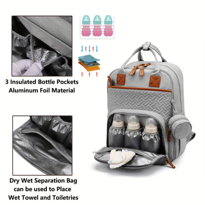 Large Diaper Bag Backpack with Stroller Straps & Pacifier Case - Travel Tote, Multiple Compartments, Ergonomic Padded Straps, Soft Shell Polyester, Mixed Colors