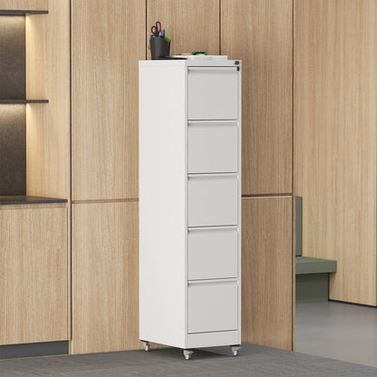 Metal Vertical File Cabinet with Locking Drawers and Wheels - Black or White