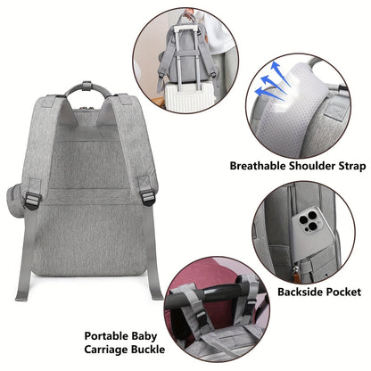 Large Diaper Bag Backpack with Stroller Straps & Pacifier Case - Travel Tote, Multiple Compartments, Ergonomic Padded Straps, Soft Shell Polyester, Mixed Colors