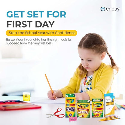 Enday Back to School Supplies Kit - Grades K-5, 83 Piece Back to School Supplies Kit, Kindergarten School Supplies Kids for Girls & Boys (1 Kit)
