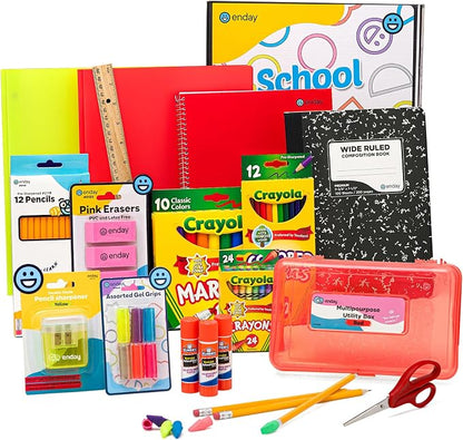 Enday Back to School Supplies Kit - Grades K-5, 83 Piece Back to School Supplies Kit, Kindergarten School Supplies Kids for Girls & Boys (1 Kit)