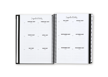 2027 Black Leather Look Weekly Planner Premium Bundle