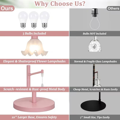 68-Inch 3-Light Flower Floor Lamp with Acrylic Shades and LED Bulbs