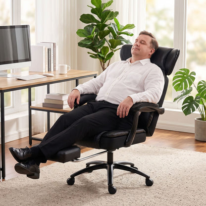 Big & Tall Office Chair 500 lb Wide Seat Lumbar Support Headrest Black