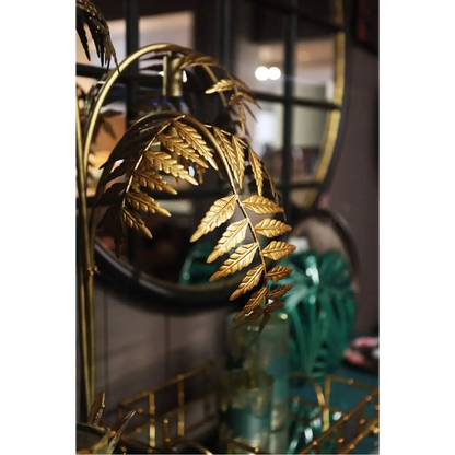 Gold Palm Tree Floor Lamp with Sculptural Fronds | Art Deco Light for Living Room