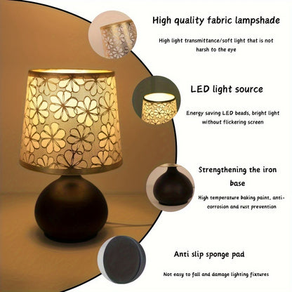 Vintage Fabric Table Lamp with Switch Button
