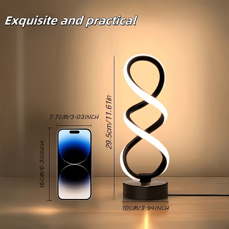 Spiral LED Table Lamp with Push Button Switch