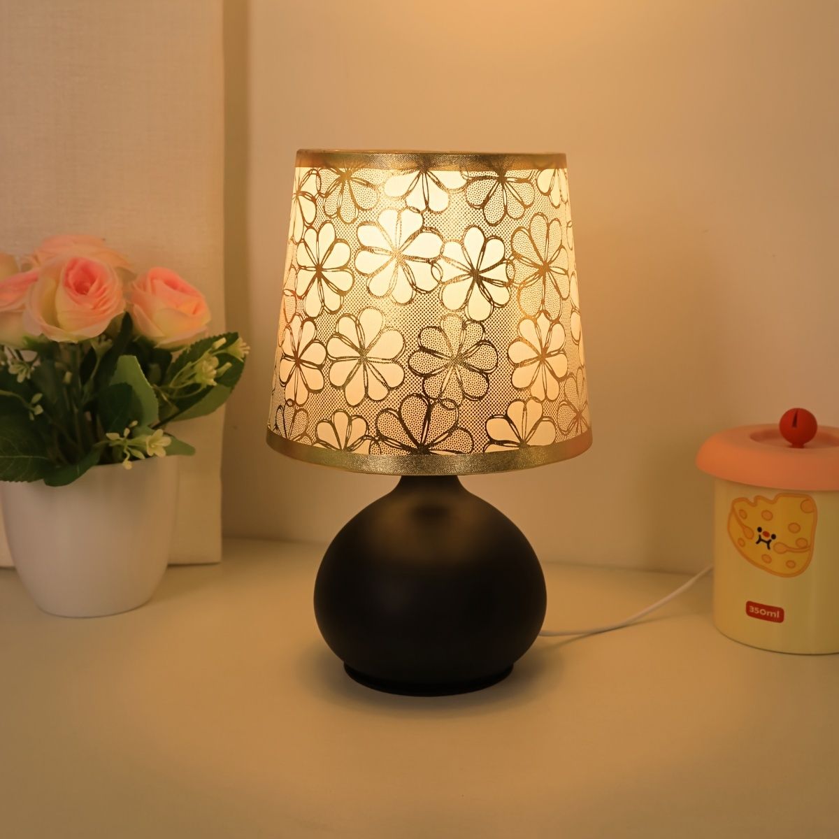 Vintage Fabric Table Lamp with Switch Button