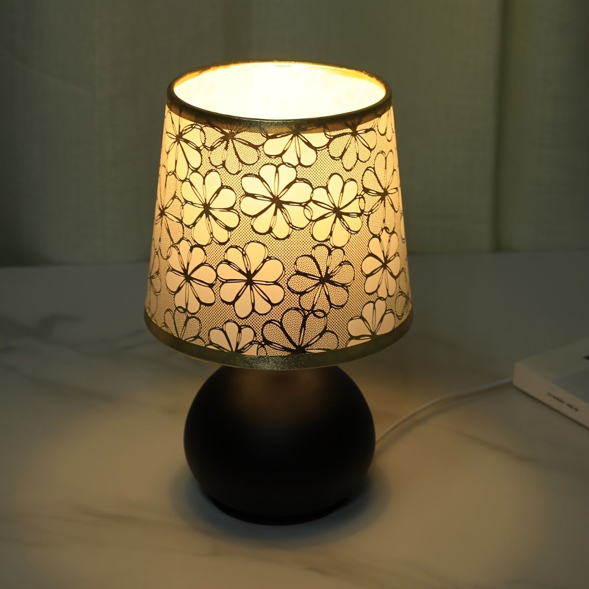 Vintage Fabric Table Lamp with Switch Button