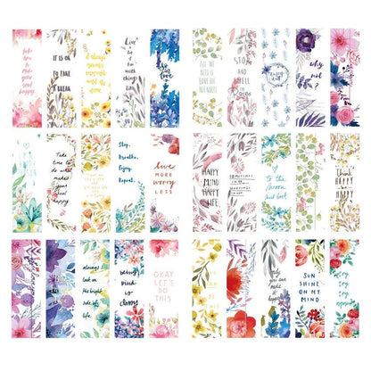 Poetic Flower Boxed Paper Art Small Fresh Bookmarks Stationery School Supplies Kids Gift Bookmarks Positive Page Marker For School Office Students Bookworm Presents