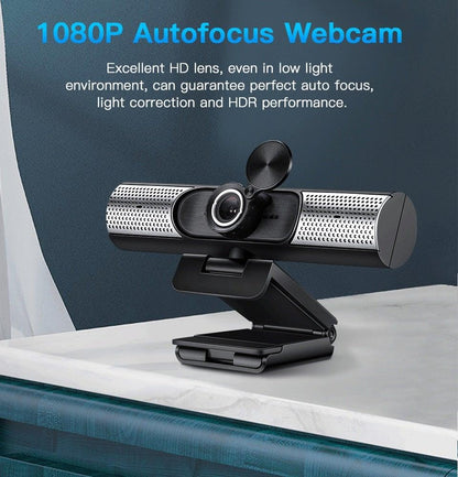 Webcam 1080P Full HD Autofocus Web Camera With Speaker Microphone USB Cam for PC Computer Laptop Video Calling Work Gaming 3D Noise Reduction